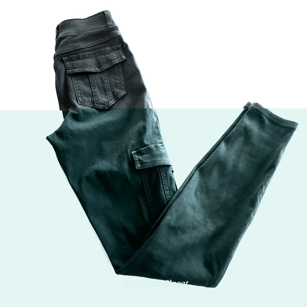 SPANX Stretch Twill Cargo Sculp Jogger Zip Ankle Flap Pockets Washed Black XS - Picture 2 of 8